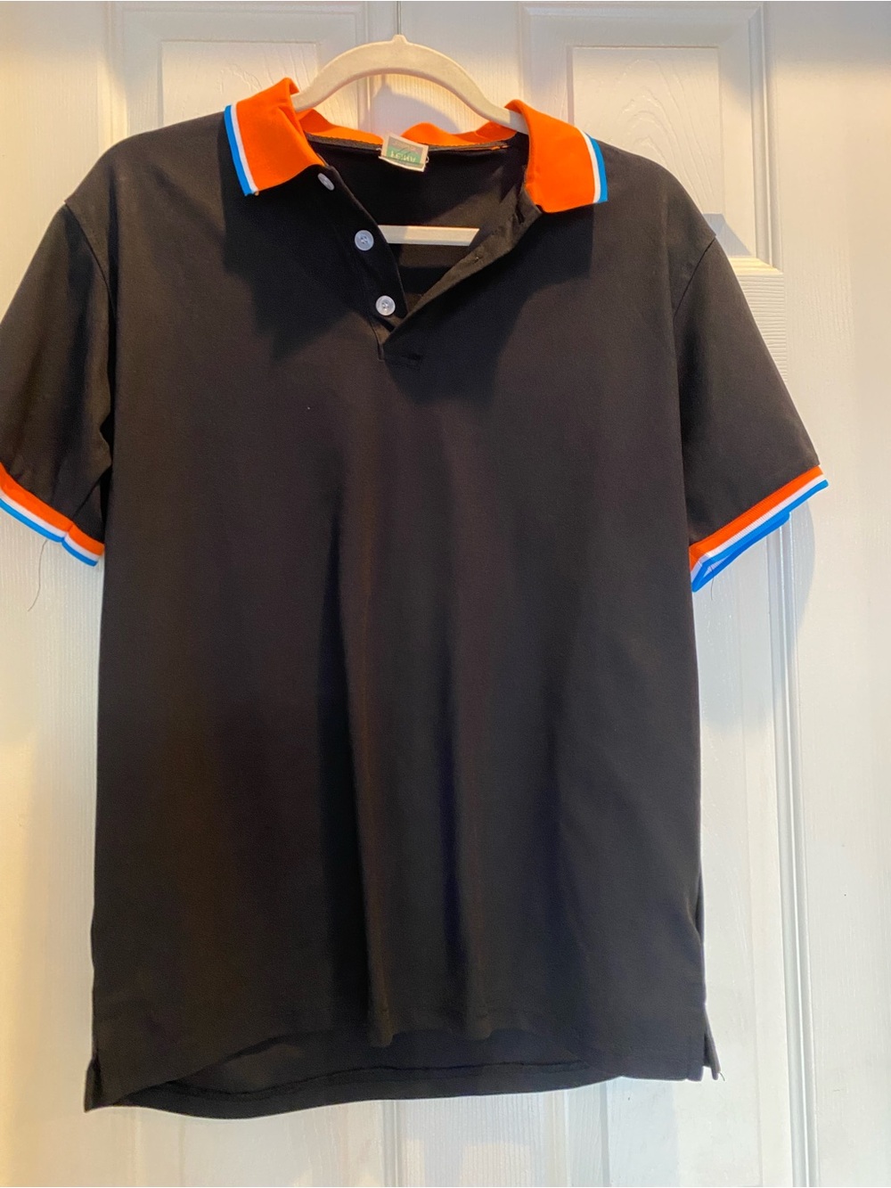 Felina Black Polo with Orange and Blue Trim